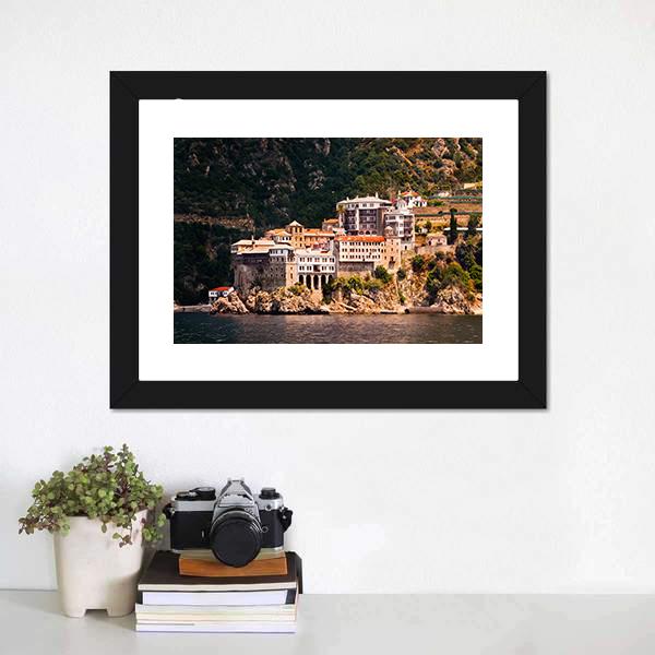 Monastery Agia Grigoriou Canvas Wall Art-3 Horizontal-Gallery Wrap-25" x 16"-Tiaracle