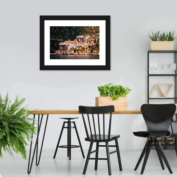 Monastery Agia Grigoriou Canvas Wall Art-3 Horizontal-Gallery Wrap-25" x 16"-Tiaracle