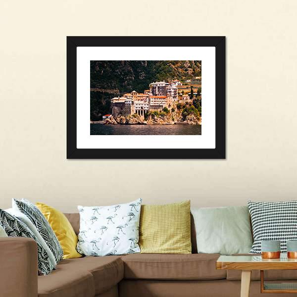 Monastery Agia Grigoriou Canvas Wall Art-3 Horizontal-Gallery Wrap-25" x 16"-Tiaracle