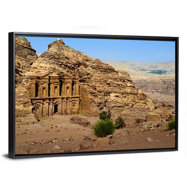 Monastery At Petra Jordan Canvas Wall Art-3 Horizontal-Gallery Wrap-25" x 16"-Tiaracle