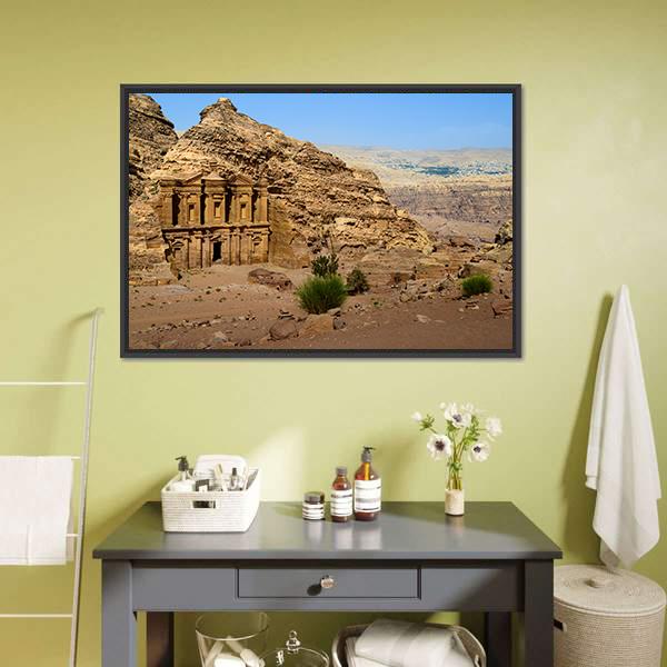 Monastery At Petra Jordan Canvas Wall Art-3 Horizontal-Gallery Wrap-25" x 16"-Tiaracle