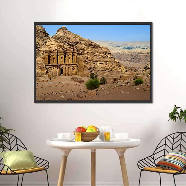 Monastery At Petra Jordan Canvas Wall Art-3 Horizontal-Gallery Wrap-25" x 16"-Tiaracle