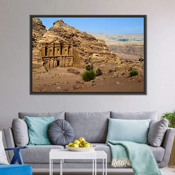 Monastery At Petra Jordan Canvas Wall Art-3 Horizontal-Gallery Wrap-25" x 16"-Tiaracle