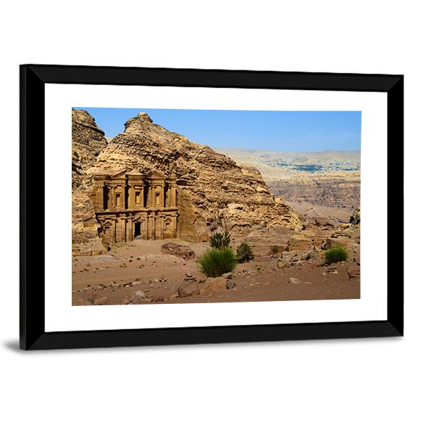 Monastery At Petra Jordan Canvas Wall Art-3 Horizontal-Gallery Wrap-25" x 16"-Tiaracle