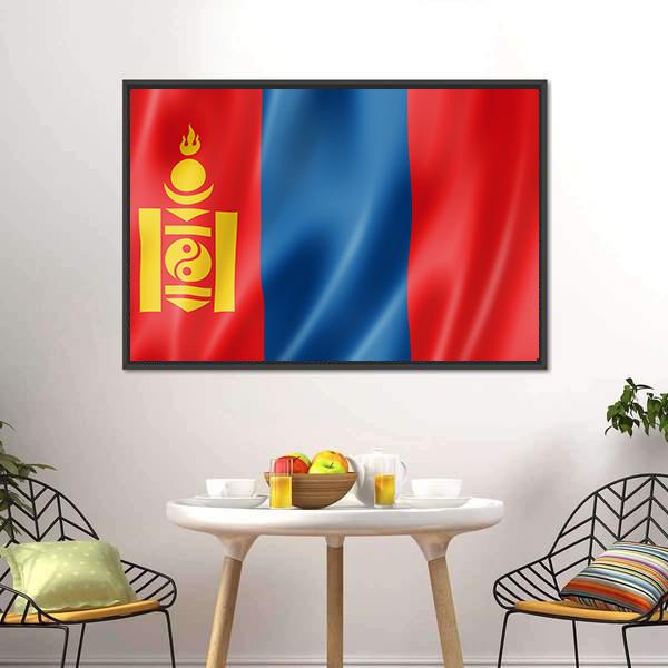 Mongolia Flag Canvas Wall Art-3 Horizontal-Gallery Wrap-25" x 16"-Tiaracle