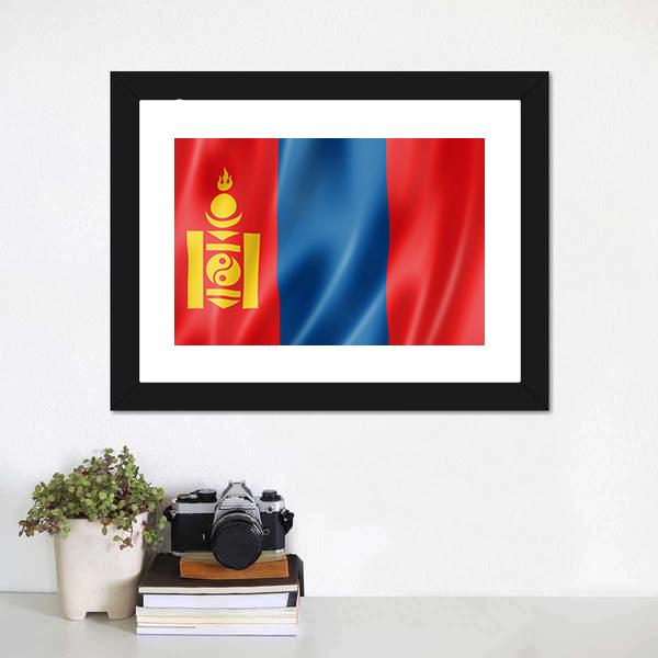 Mongolia Flag Canvas Wall Art-3 Horizontal-Gallery Wrap-25" x 16"-Tiaracle