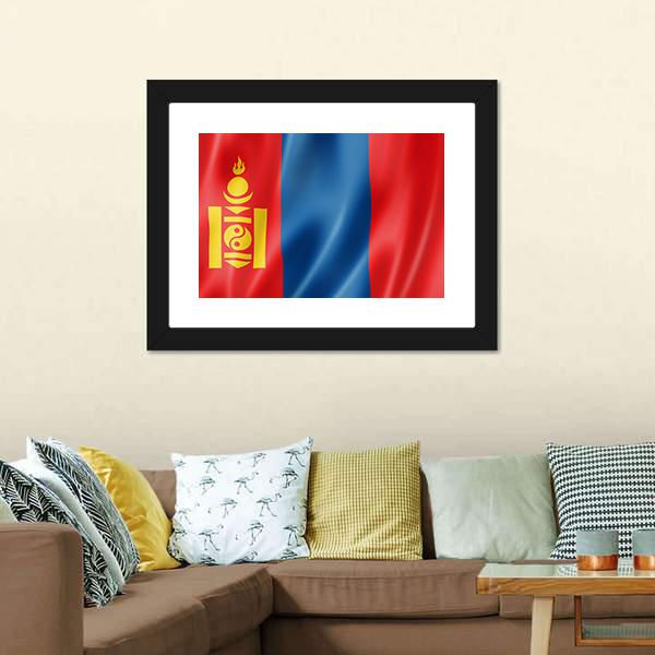 Mongolia Flag Canvas Wall Art-3 Horizontal-Gallery Wrap-25" x 16"-Tiaracle
