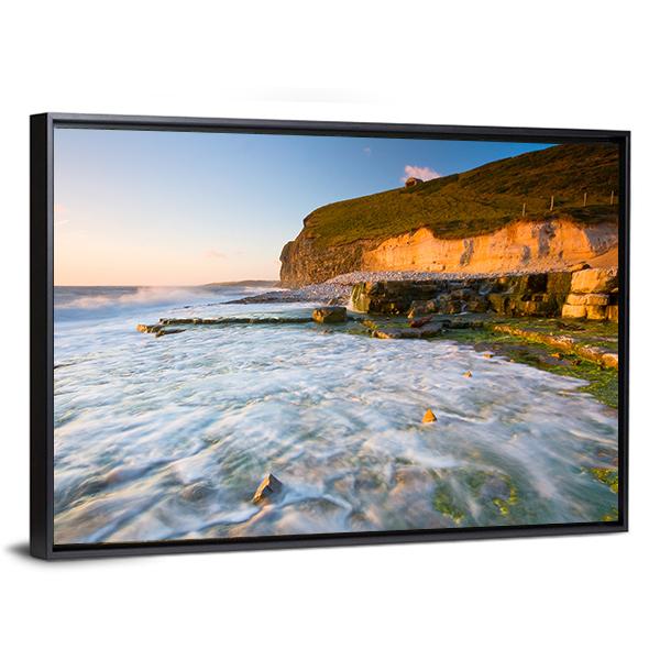 Monknash Beach In Glamorgan Canvas Wall Art-3 Horizontal-Gallery Wrap-25" x 16"-Tiaracle