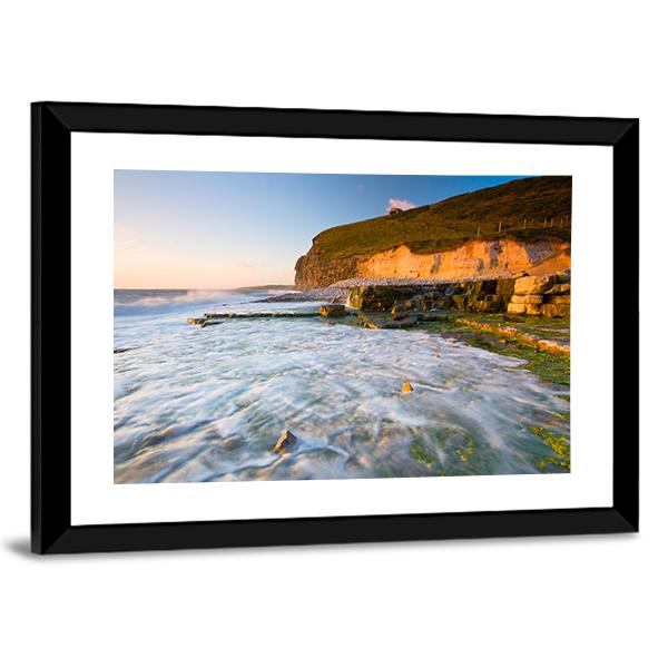 Monknash Beach In Glamorgan Canvas Wall Art-3 Horizontal-Gallery Wrap-25" x 16"-Tiaracle