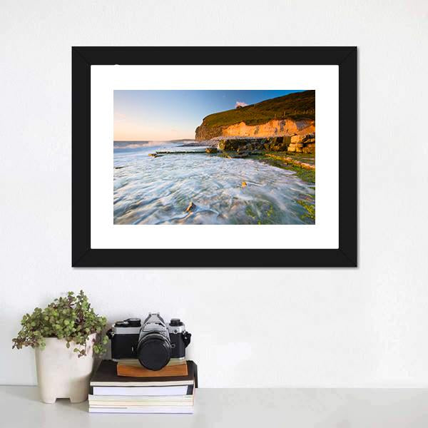 Monknash Beach In Glamorgan Canvas Wall Art-3 Horizontal-Gallery Wrap-25" x 16"-Tiaracle