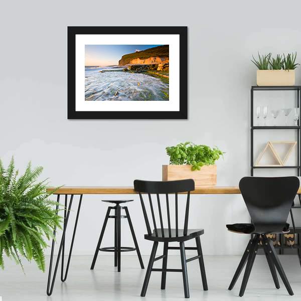 Monknash Beach In Glamorgan Canvas Wall Art-3 Horizontal-Gallery Wrap-25" x 16"-Tiaracle