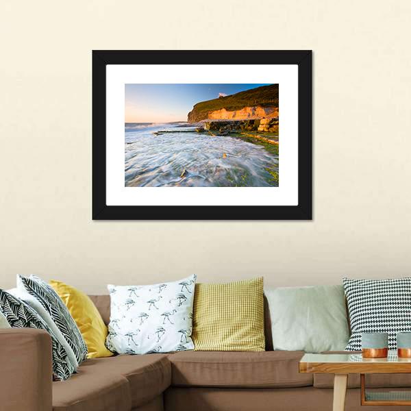 Monknash Beach In Glamorgan Canvas Wall Art-3 Horizontal-Gallery Wrap-25" x 16"-Tiaracle