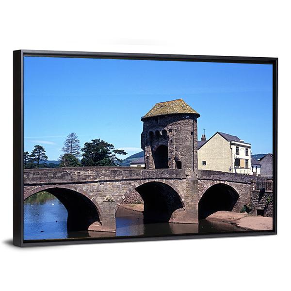 Monnow Bridge &amp; Gatehouse Canvas Wall Art-3 Horizontal-Gallery Wrap-25" x 16"-Tiaracle