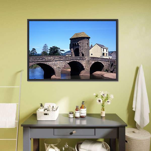 Monnow Bridge &amp; Gatehouse Canvas Wall Art-3 Horizontal-Gallery Wrap-25" x 16"-Tiaracle