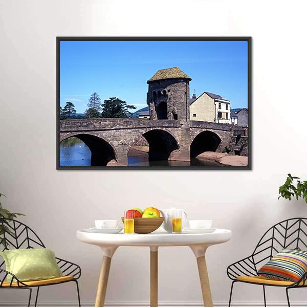 Monnow Bridge &amp; Gatehouse Canvas Wall Art-3 Horizontal-Gallery Wrap-25" x 16"-Tiaracle