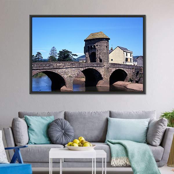 Monnow Bridge & Gatehouse Canvas Wall Art-3 Horizontal-Gallery Wrap-25" x 16"-Tiaracle