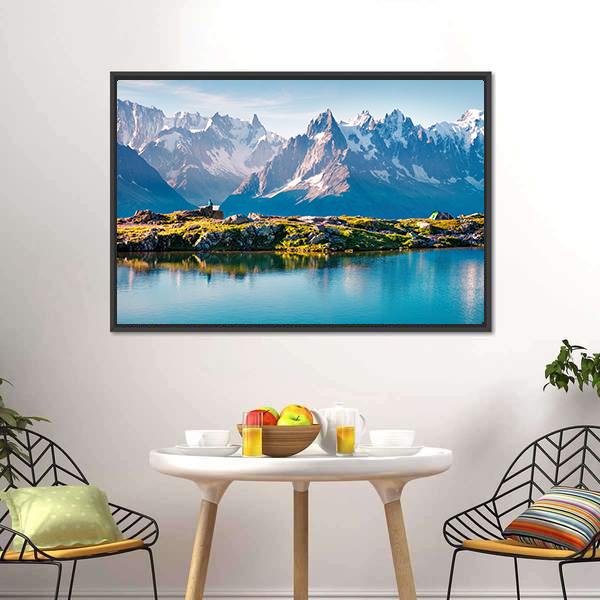 Mont Blanc With Lake Canvas Wall Art-3 Horizontal-Gallery Wrap-25" x 16"-Tiaracle