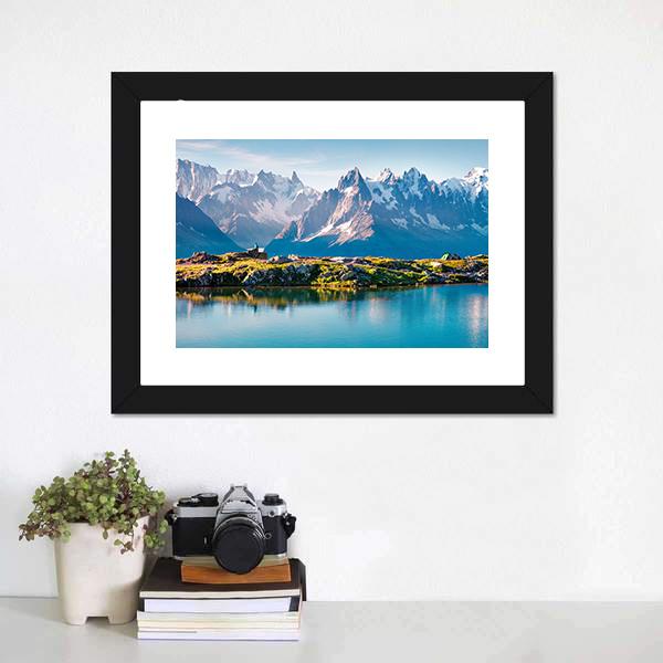 Mont Blanc With Lake Canvas Wall Art-3 Horizontal-Gallery Wrap-25" x 16"-Tiaracle