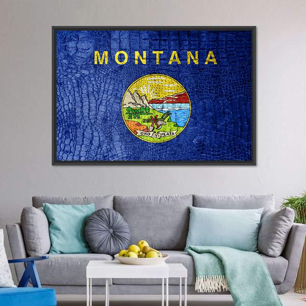 Montana Flag Canvas Wall Art-3 Horizontal-Gallery Wrap-25" x 16"-Tiaracle