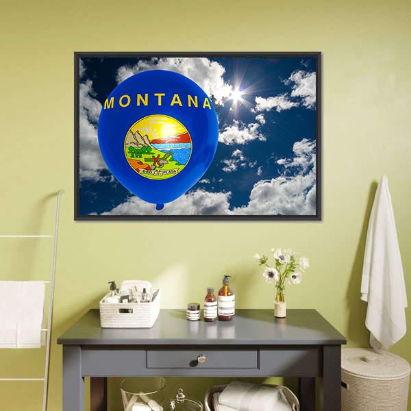 Montana Flag On Balloon Canvas Wall Art-3 Horizontal-Gallery Wrap-25" x 16"-Tiaracle