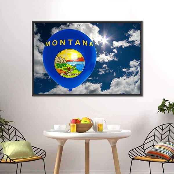 Montana Flag On Balloon Canvas Wall Art-3 Horizontal-Gallery Wrap-25" x 16"-Tiaracle
