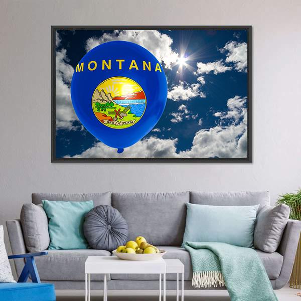 Montana Flag On Balloon Canvas Wall Art-3 Horizontal-Gallery Wrap-25" x 16"-Tiaracle