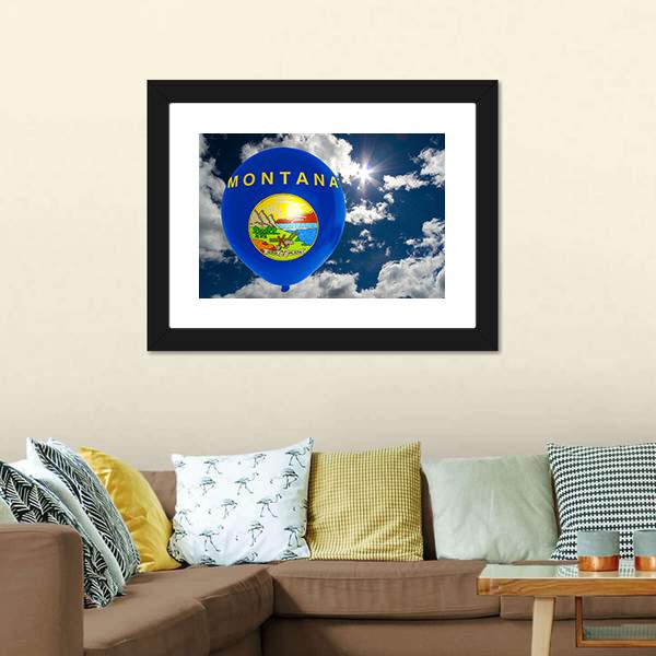Montana Flag On Balloon Canvas Wall Art-3 Horizontal-Gallery Wrap-25" x 16"-Tiaracle