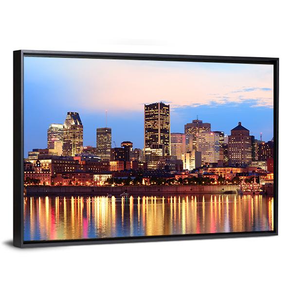 Montreal Over River Canvas Wall Art-3 Horizontal-Gallery Wrap-25" x 16"-Tiaracle