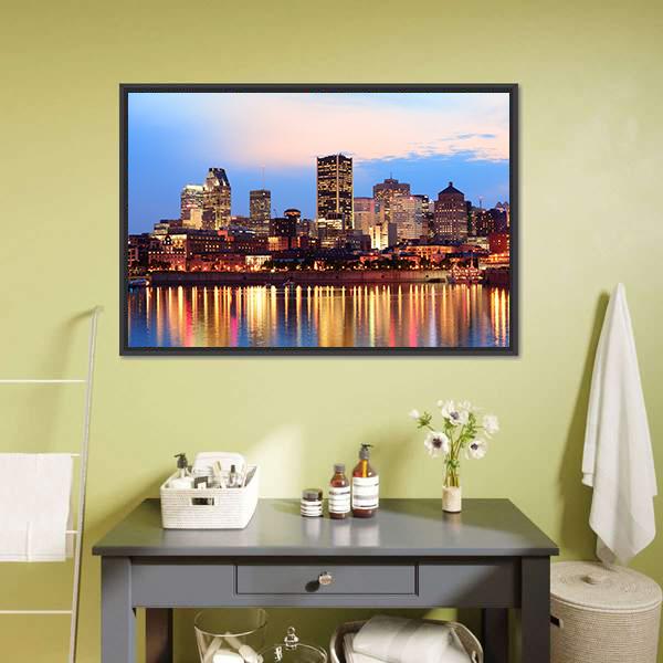 Montreal Over River Canvas Wall Art-3 Horizontal-Gallery Wrap-25" x 16"-Tiaracle