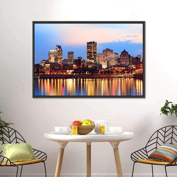 Montreal Over River Canvas Wall Art-3 Horizontal-Gallery Wrap-25" x 16"-Tiaracle