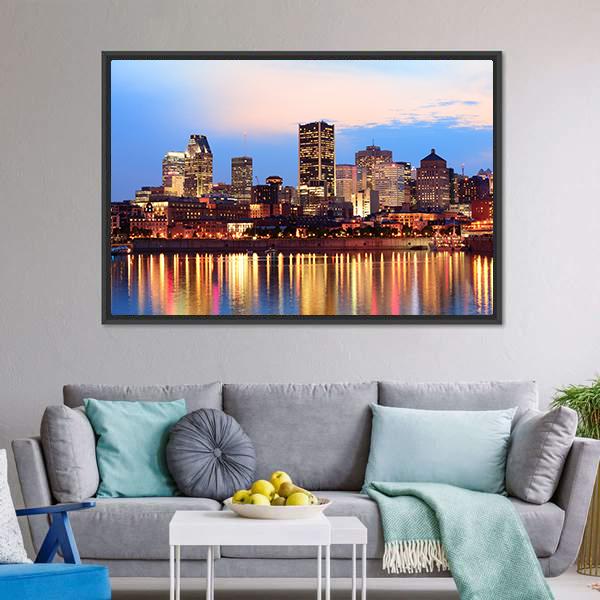 Montreal Over River Canvas Wall Art-3 Horizontal-Gallery Wrap-25" x 16"-Tiaracle