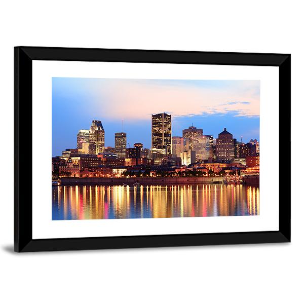 Montreal Over River Canvas Wall Art-3 Horizontal-Gallery Wrap-25" x 16"-Tiaracle