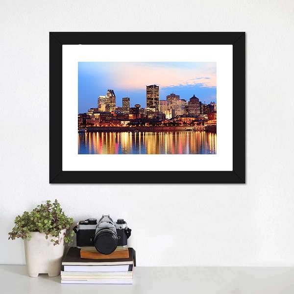 Montreal Over River Canvas Wall Art-3 Horizontal-Gallery Wrap-25" x 16"-Tiaracle