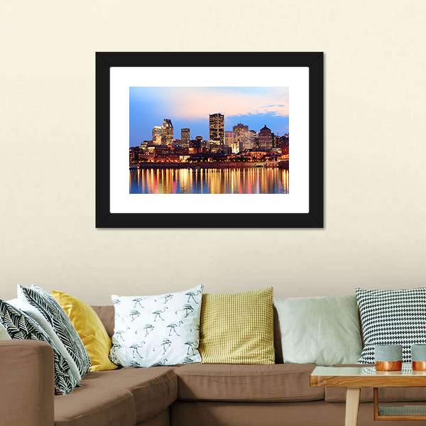 Montreal Over River Canvas Wall Art-3 Horizontal-Gallery Wrap-25" x 16"-Tiaracle