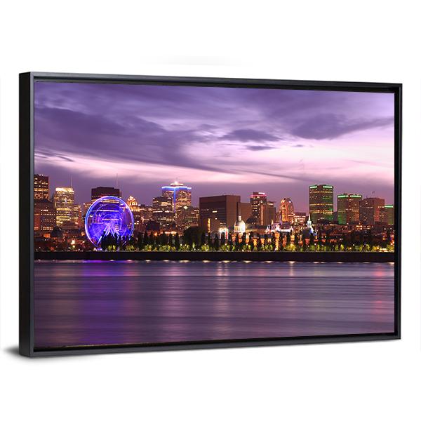 Montreal Skyline At Dusk Canvas Wall Art-3 Horizontal-Gallery Wrap-25" x 16"-Tiaracle