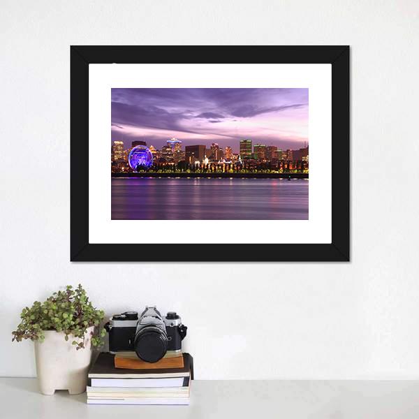 Montreal Skyline At Dusk Canvas Wall Art-3 Horizontal-Gallery Wrap-25" x 16"-Tiaracle