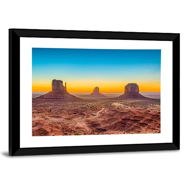 Monument Valley At Dawn Canvas Wall Art-3 Horizontal-Gallery Wrap-25" x 16"-Tiaracle
