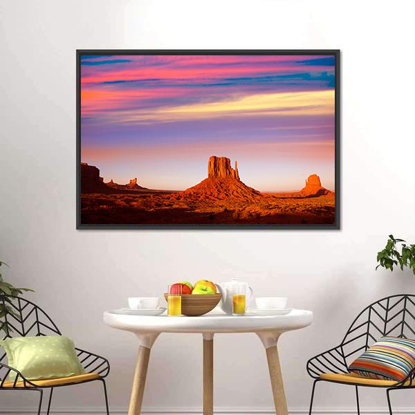 Monument Valley At Sunset Canvas Wall Art-3 Horizontal-Gallery Wrap-25" x 16"-Tiaracle