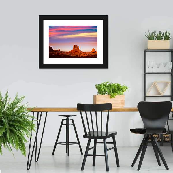 Monument Valley At Sunset Canvas Wall Art-3 Horizontal-Gallery Wrap-25" x 16"-Tiaracle