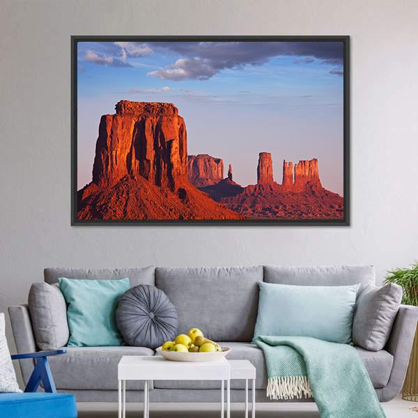 Monument Valley In Utah Canvas Wall Art-3 Horizontal-Gallery Wrap-25" x 16"-Tiaracle