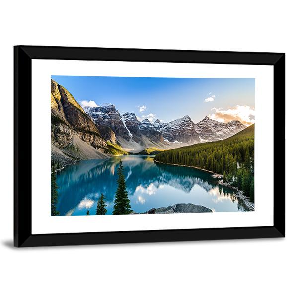 Moraine Lake & Mountain Range Canvas Wall Art-3 Horizontal-Gallery Wrap-25" x 16"-Tiaracle