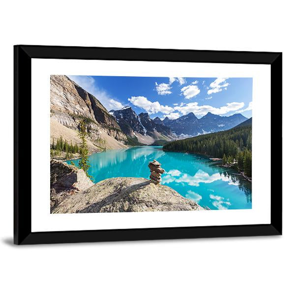 Moraine Lake Under Clouds Canvas Wall Art-3 Horizontal-Gallery Wrap-25" x 16"-Tiaracle