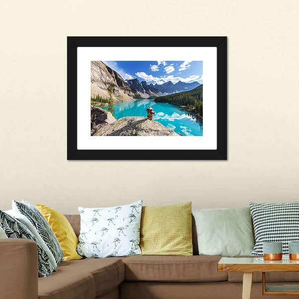 Moraine Lake Under Clouds Canvas Wall Art-3 Horizontal-Gallery Wrap-25" x 16"-Tiaracle