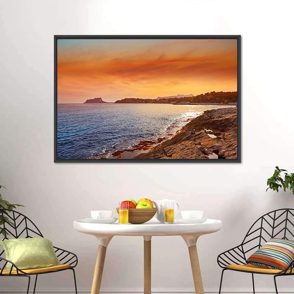 Moraira Beach At Sunset Canvas Wall Art-3 Horizontal-Gallery Wrap-25" x 16"-Tiaracle