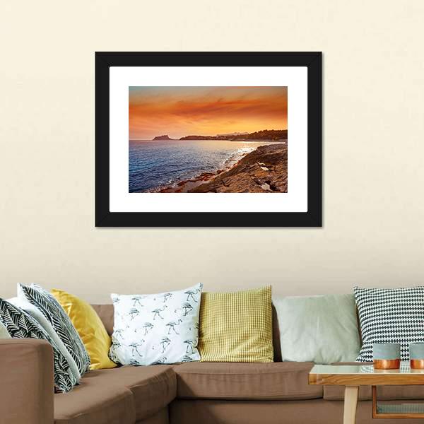 Moraira Beach At Sunset Canvas Wall Art-3 Horizontal-Gallery Wrap-25" x 16"-Tiaracle