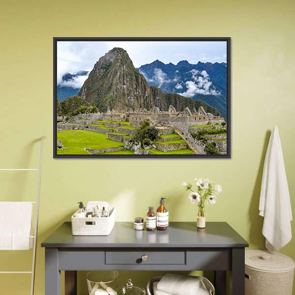 Morning At Machu Picchu Canvas Wall Art-3 Horizontal-Gallery Wrap-25" x 16"-Tiaracle