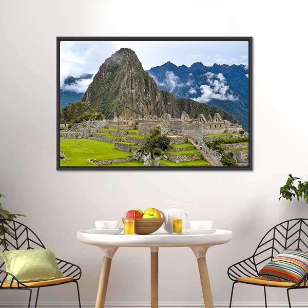 Morning At Machu Picchu Canvas Wall Art-3 Horizontal-Gallery Wrap-25" x 16"-Tiaracle