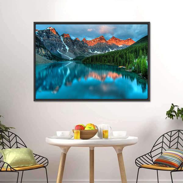 Morning In Moraine Lake Canvas Wall Art-3 Horizontal-Gallery Wrap-25" x 16"-Tiaracle