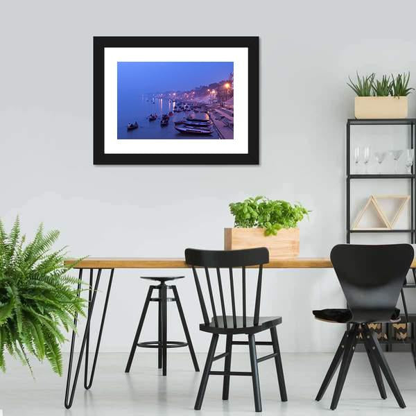 Morning On Ganges River Canvas Wall Art-3 Horizontal-Gallery Wrap-25" x 16"-Tiaracle