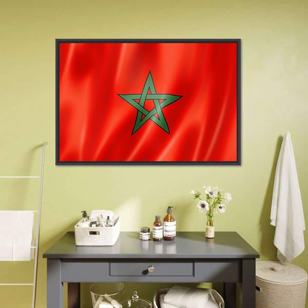 Morocco Flag Canvas Wall Art-3 Horizontal-Gallery Wrap-25" x 16"-Tiaracle